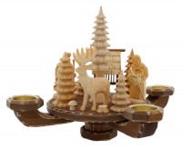 Tischleuchter geschnitzt, ca. 26 x 26 x 24 cm, Natur, Hirsch klein Tischleuchter geschnitzt, ca. 26 x 26 x 24 cm, Natur, Hirsch klein