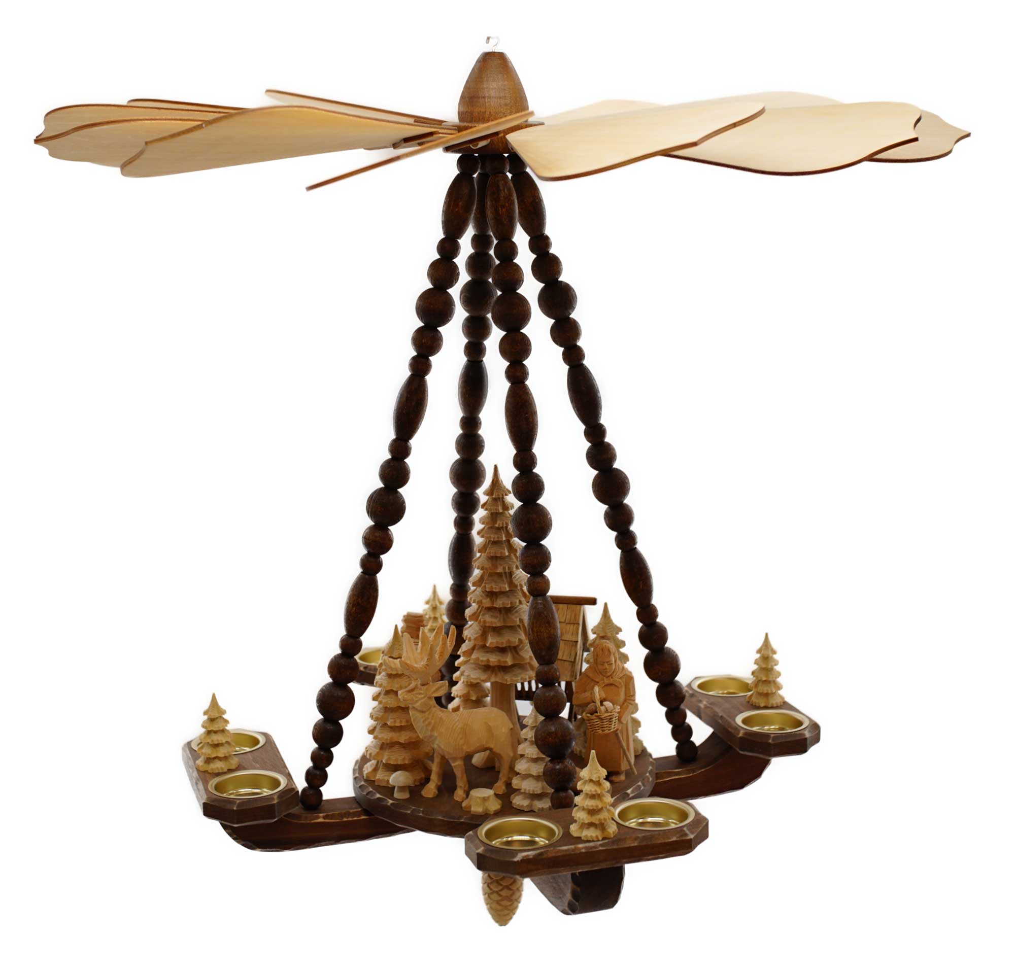 Deckenpyramide mittelgro, Dm 58 cm, Hhe ca. 53 cm, Natur, Hirsch klein, Nr.: 17.233 | 444,00 