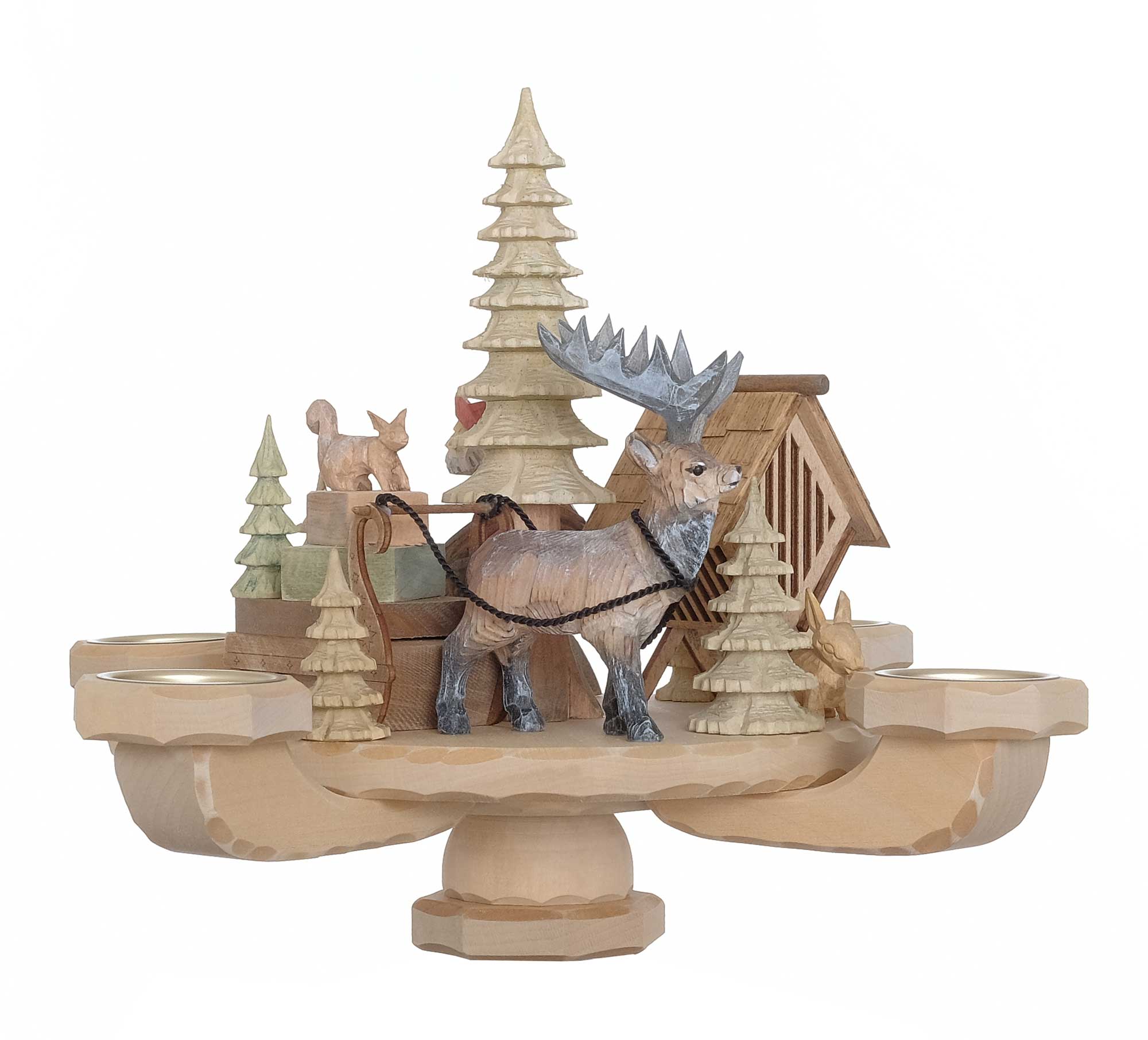 Tischleuchter geschnitzt, Rentier-Schlitten, Nr.: 21.112 | 221,00 