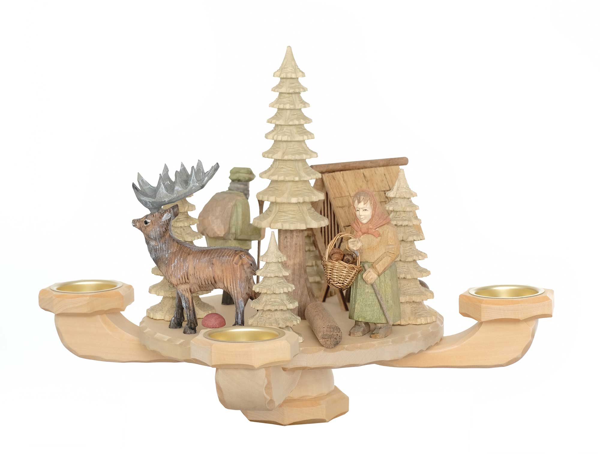 Tischleuchter geschnitzt, Hirsch klein, ca. 26 x 26 x 24 cm, Nr.: 21.113 | 224,00 