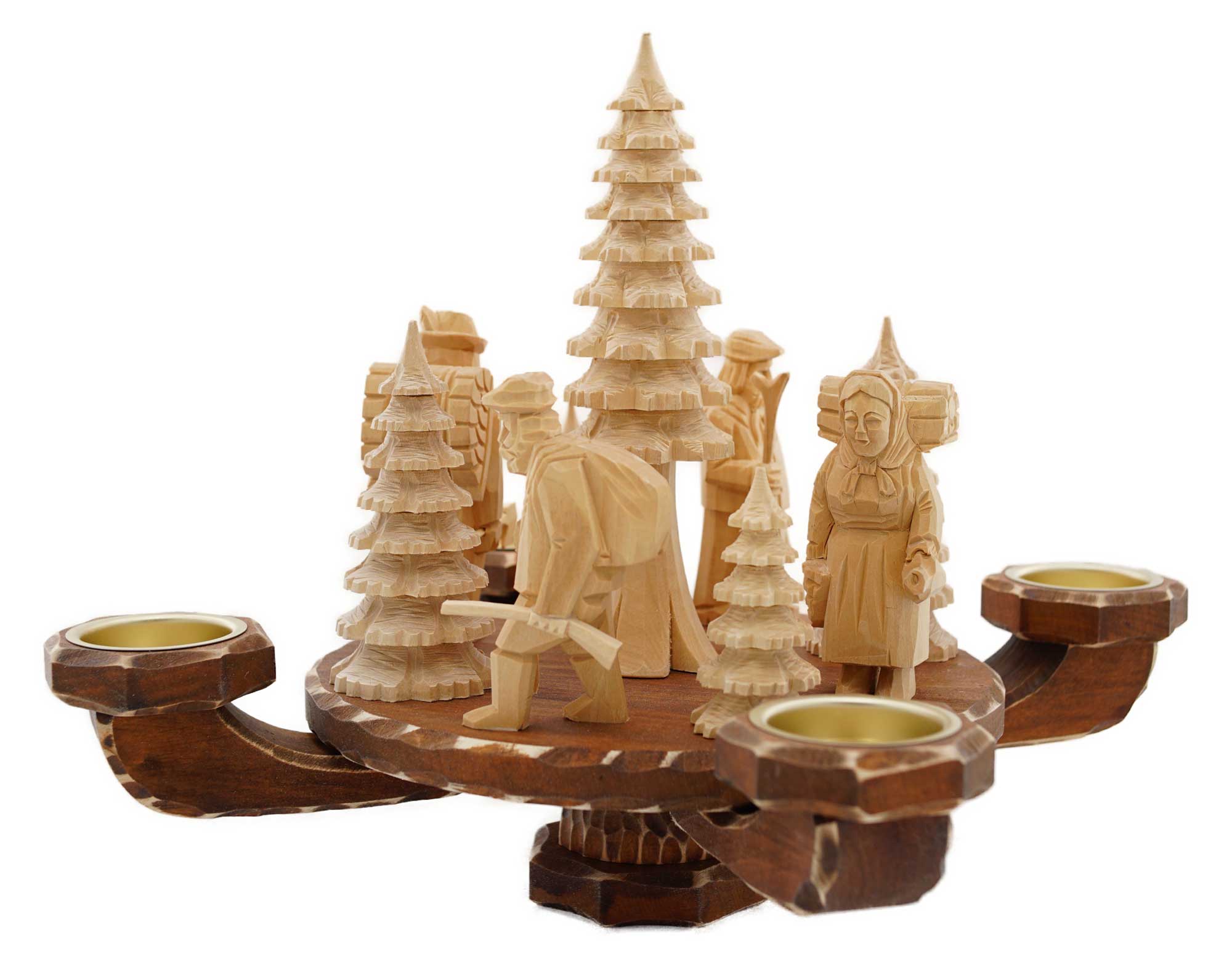 Tischleuchter geschnitzt, ca. 26 x 26 x 24 cm, Natur, Waldleute, Nr.: 21.115 | 178,00 