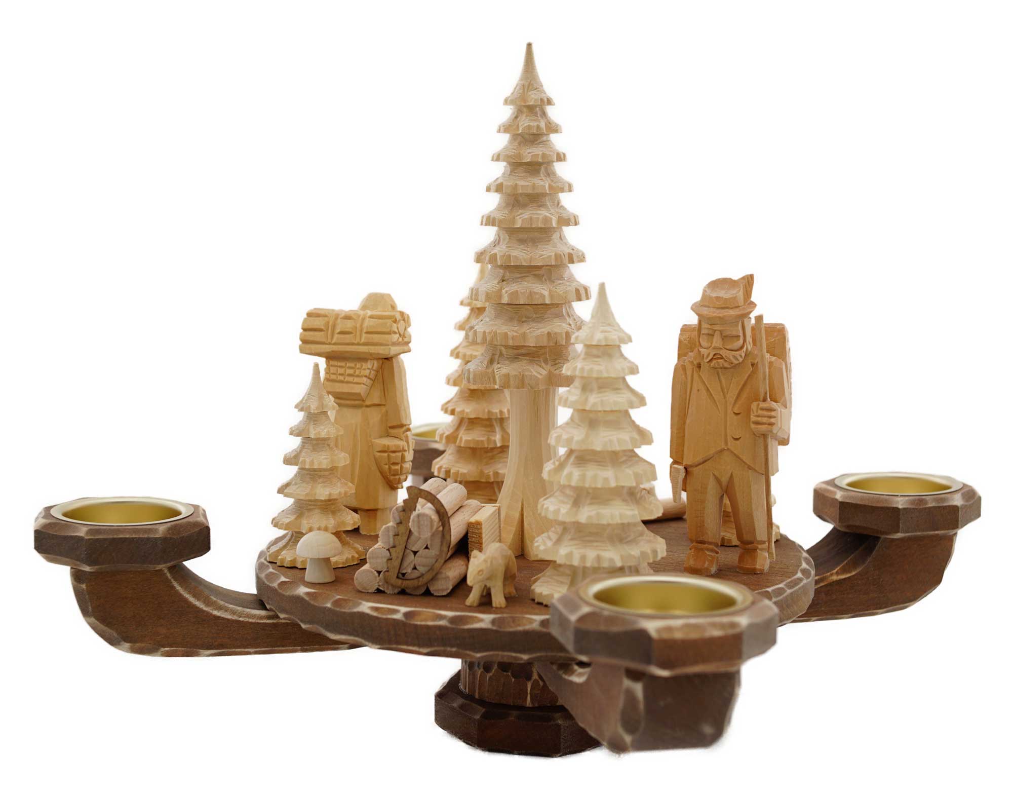 Tischleuchter geschnitzt, ca. 26 x 26 x 24 cm, Natur, Holzstapel, Nr.: 21.116 | 175,00 