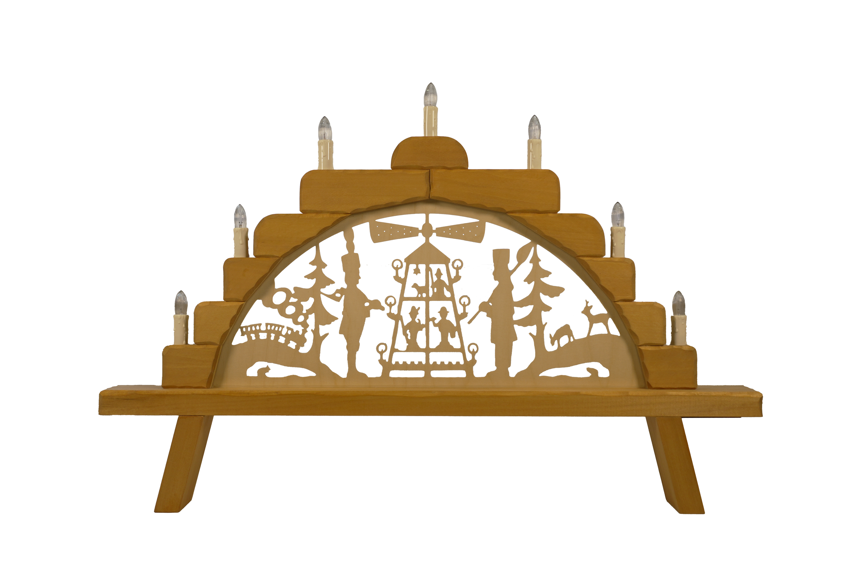 Schwibbogen klein (7-flammig), "Bergm�nner mit Pyramide" ca. 67 x 44 cm, Nr.: 41.302-T | 135,00 �