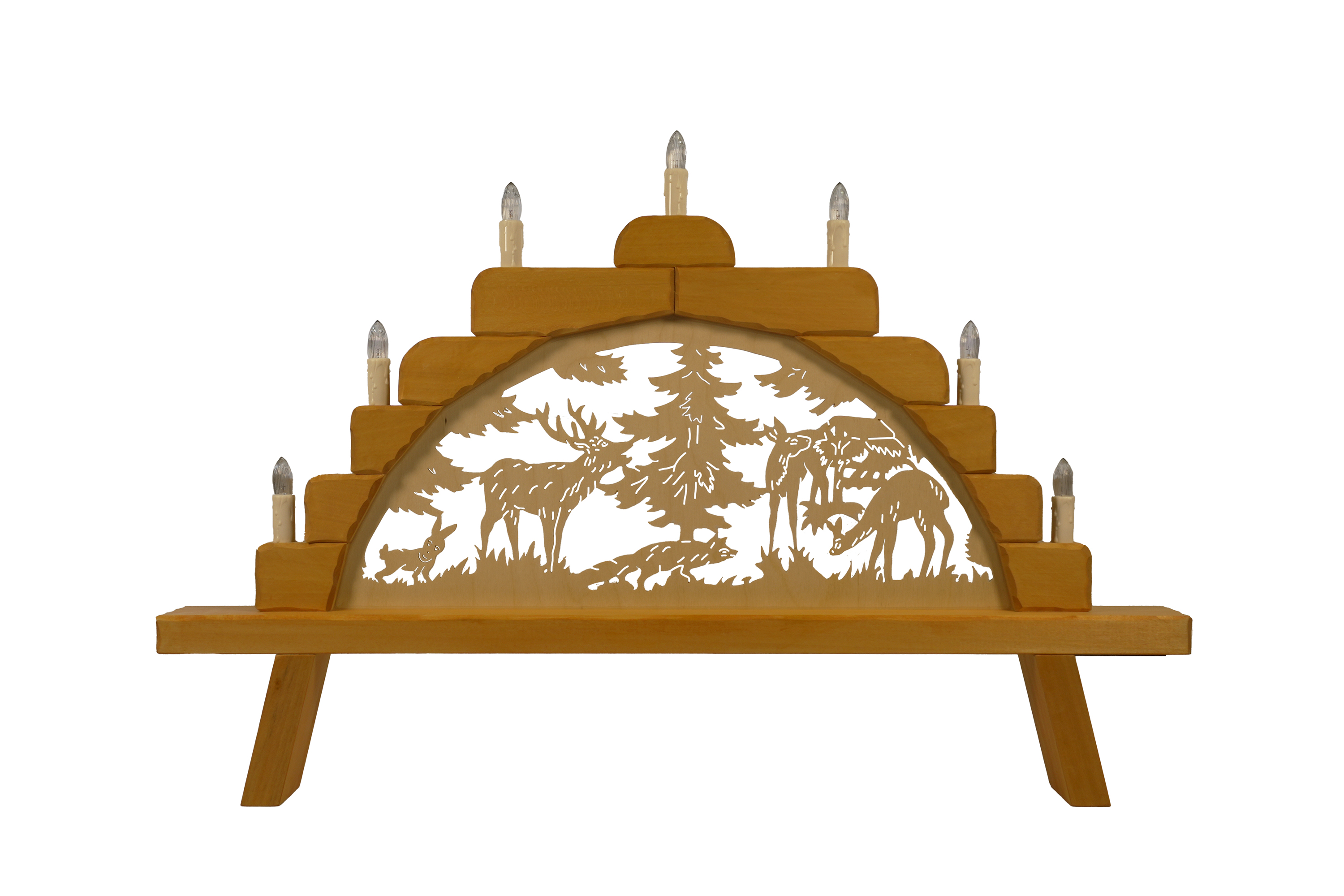Schwibbogen klein (7-flammig), "Tiere im Wald" ca. 67 x 44 cm, Nr.: 41.306-T | 135,00 �