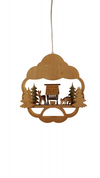 Fensterbild / Figurenlampe "Futterkrippe" elektrisch, ca. 29 x 32 cm