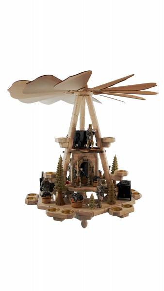 Deckenpyramide groß / Bergmänner, Dm 70 cm, Höhe ca. 73 cm, grau/ weiß