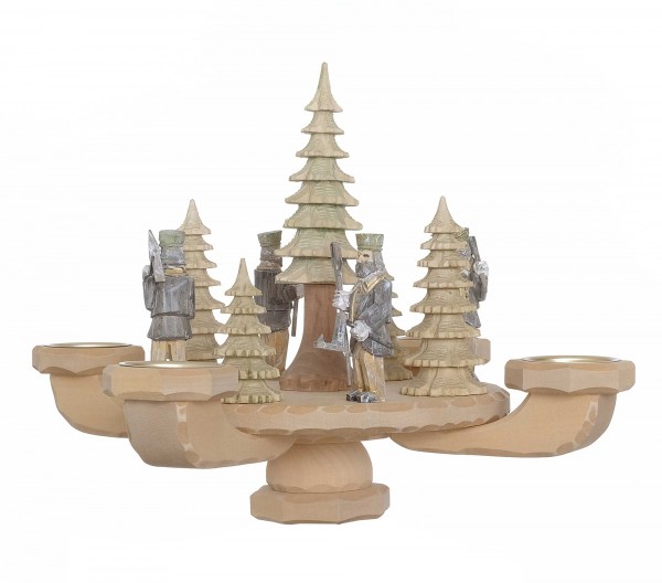 Tischleuchter geschnitzt Bergmänner, ca. 26 x 26 x 24 cm