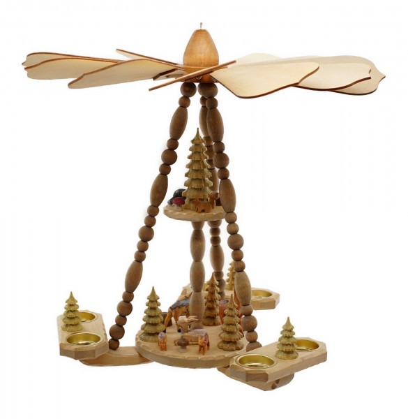 Deckenpyramide klein, Dm 46cm, Höhe ca. 45 cm, 2 Etg., Tiere im Wald