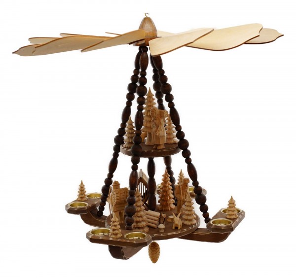 Deckenpyramide mittelgroß, Dm 58 cm, Höhe ca. 53 cm, 2 Etg., Natur, Wald