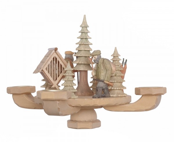 Tischleuchter geschnitzt Futterkrippe, ca. 26 x 26 x 24 cm