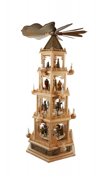 Waldpyramide groß, 4 Etagen, Bergmänner, elektr., Höhe ca. 111 cm