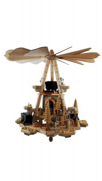 Deckenpyramide groß / Bergmänner, Dm 70 cm, Höhe ca. 73 cm, grau