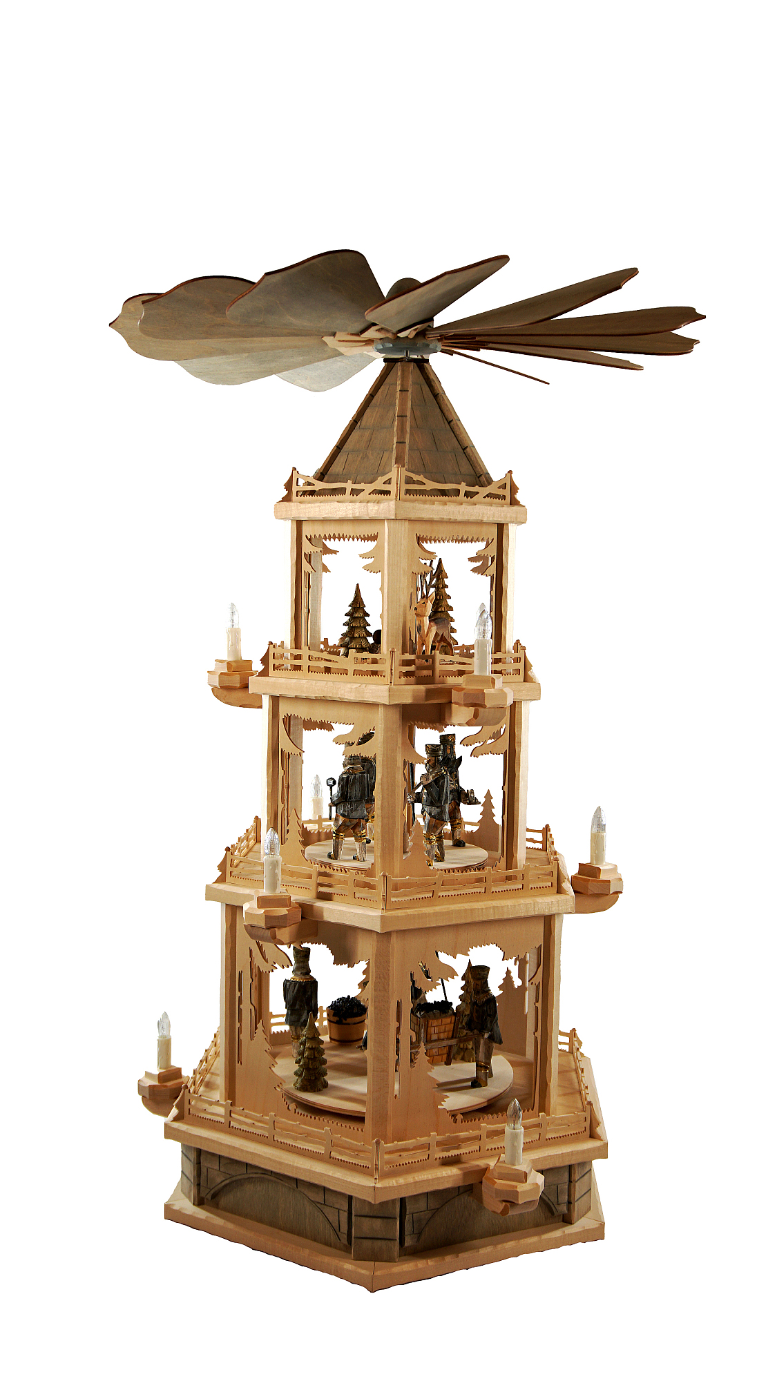 Waldpyramide gro, 3 Etagen, Bergmnner, elektr., Hhe ca. 89 cm, Nr.: 12.301-E | 1217,00 