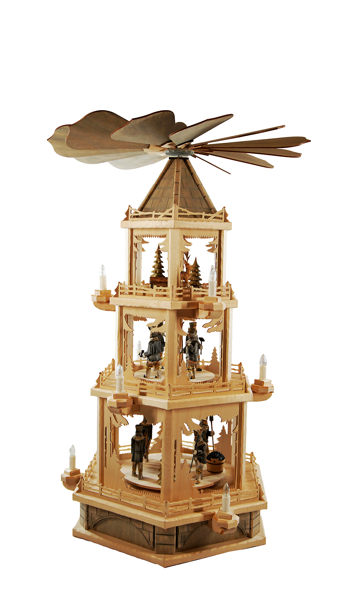 Waldpyramide gro, 3 Etagen, Bergmnner, elektr., Hhe ca. 89 cm, Nr.: 12.301-E | 1217,00 