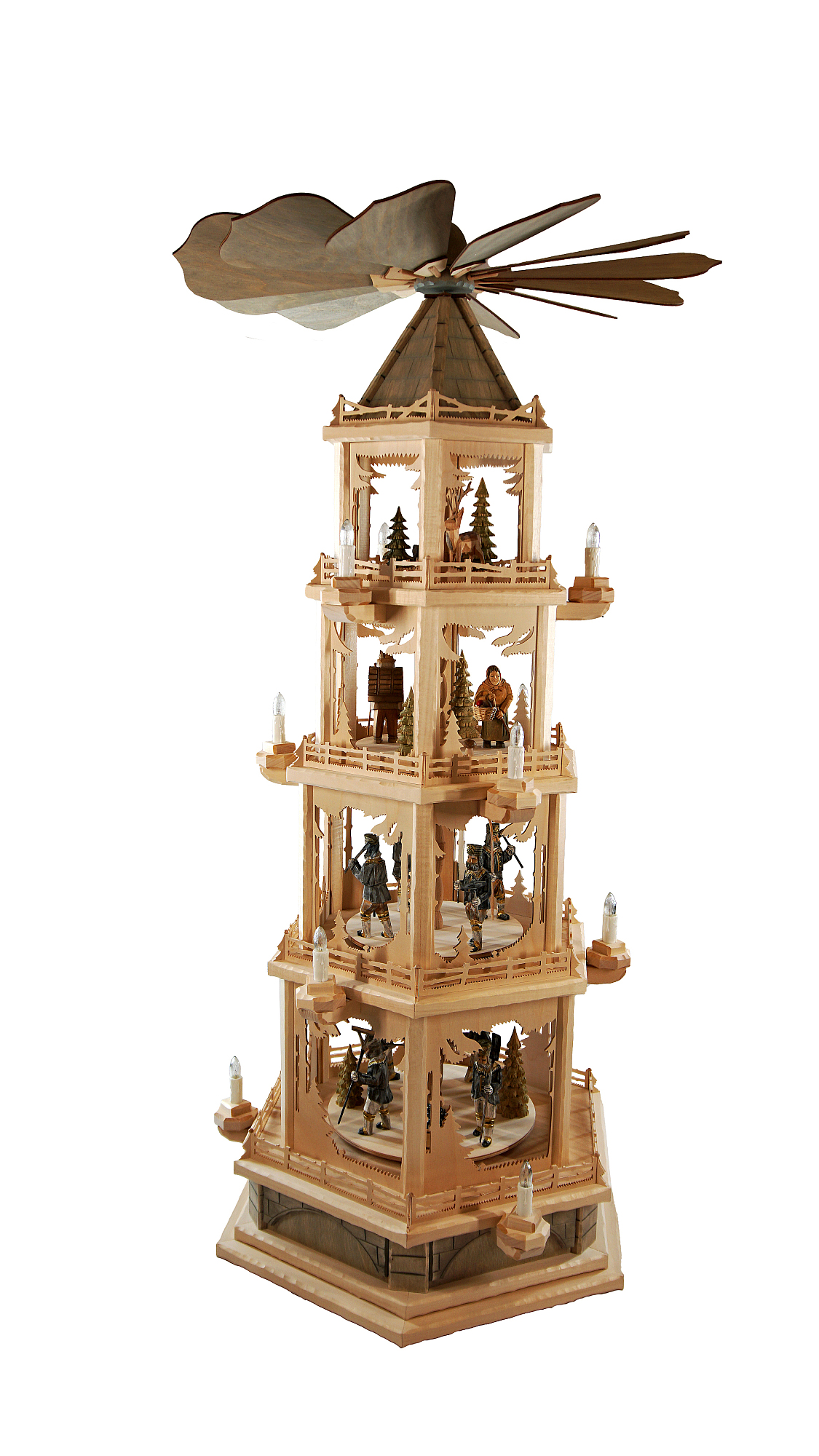 Waldpyramide gro, 4 Etagen, Bergmnner, elektr., Hhe ca. 111 cm, Nr.: 12.401-E | 1538,00 