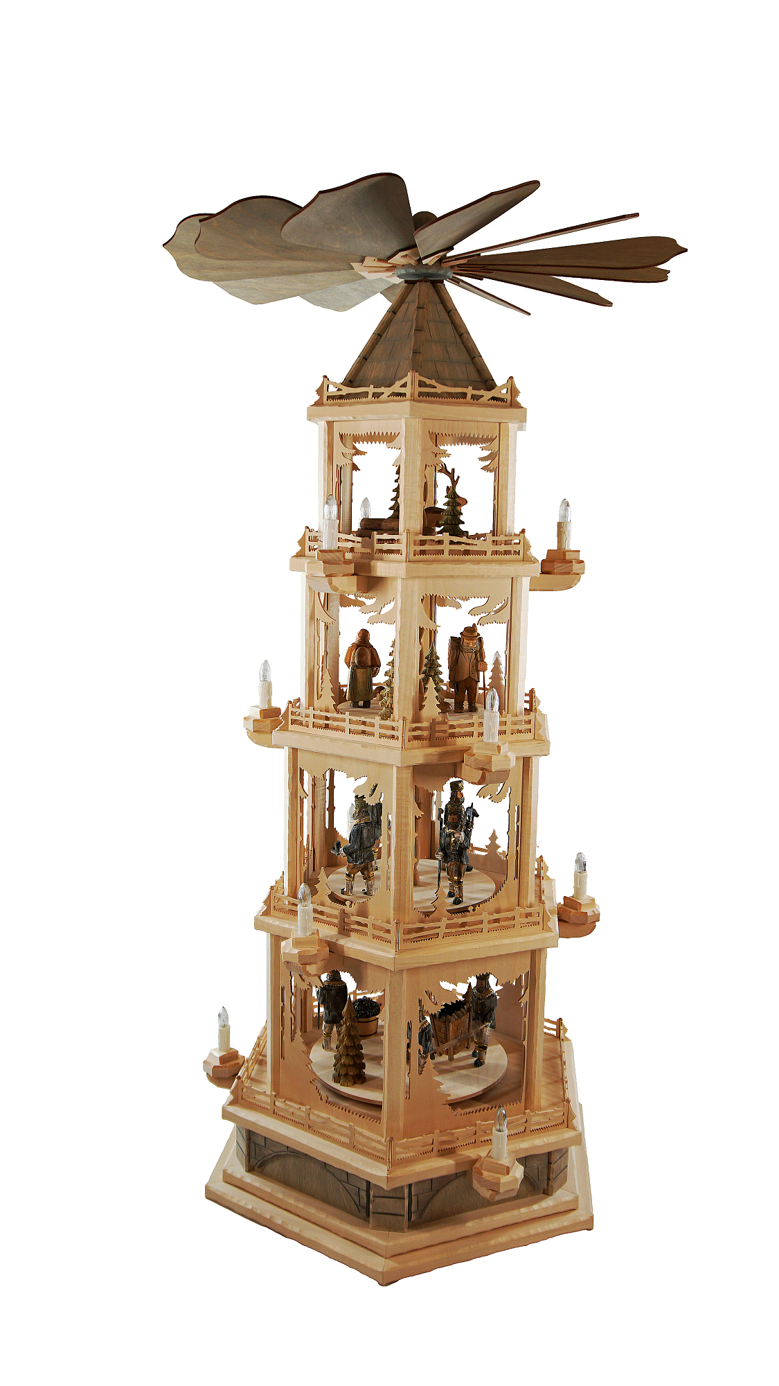 Waldpyramide gro, 4 Etagen, Bergmnner, elektr., Hhe ca. 111 cm, Nr.: 12.401-E | 1538,00 