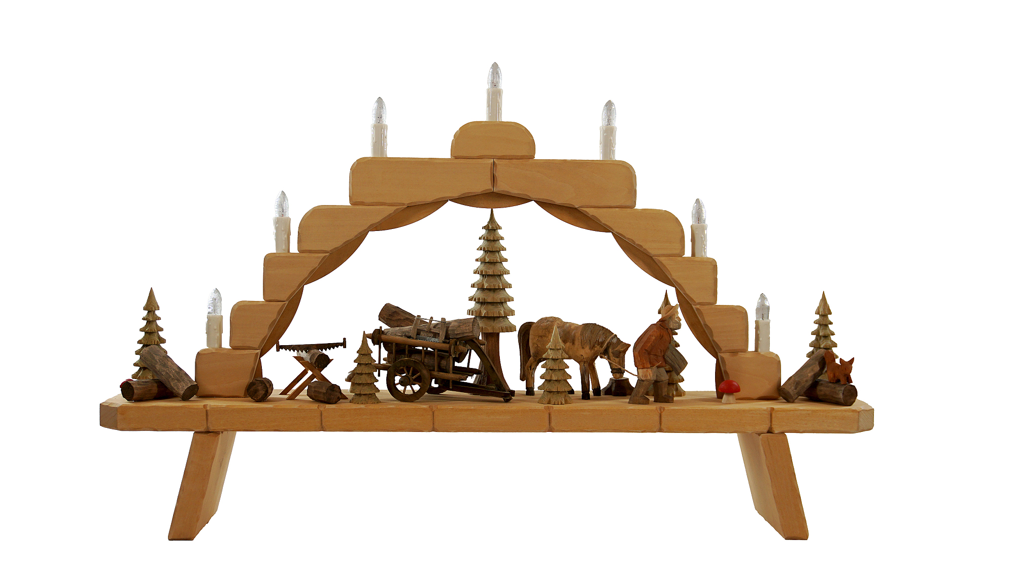 Schwibbogen klein (7-flammig) "Pferdekutsche" ca. 71 x 44 cm, Nr.: 41.104 | 556,00 