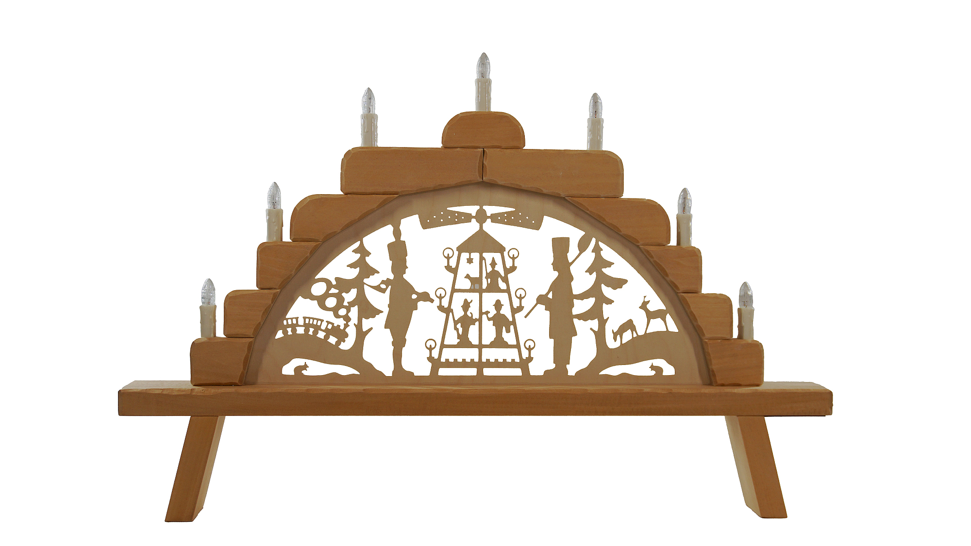 Schwibbogen klein (7-flammig) "Bergmnner mit Pyramide" ca. 67 x 44 cm, Nr.: 41.302 | 130,00 