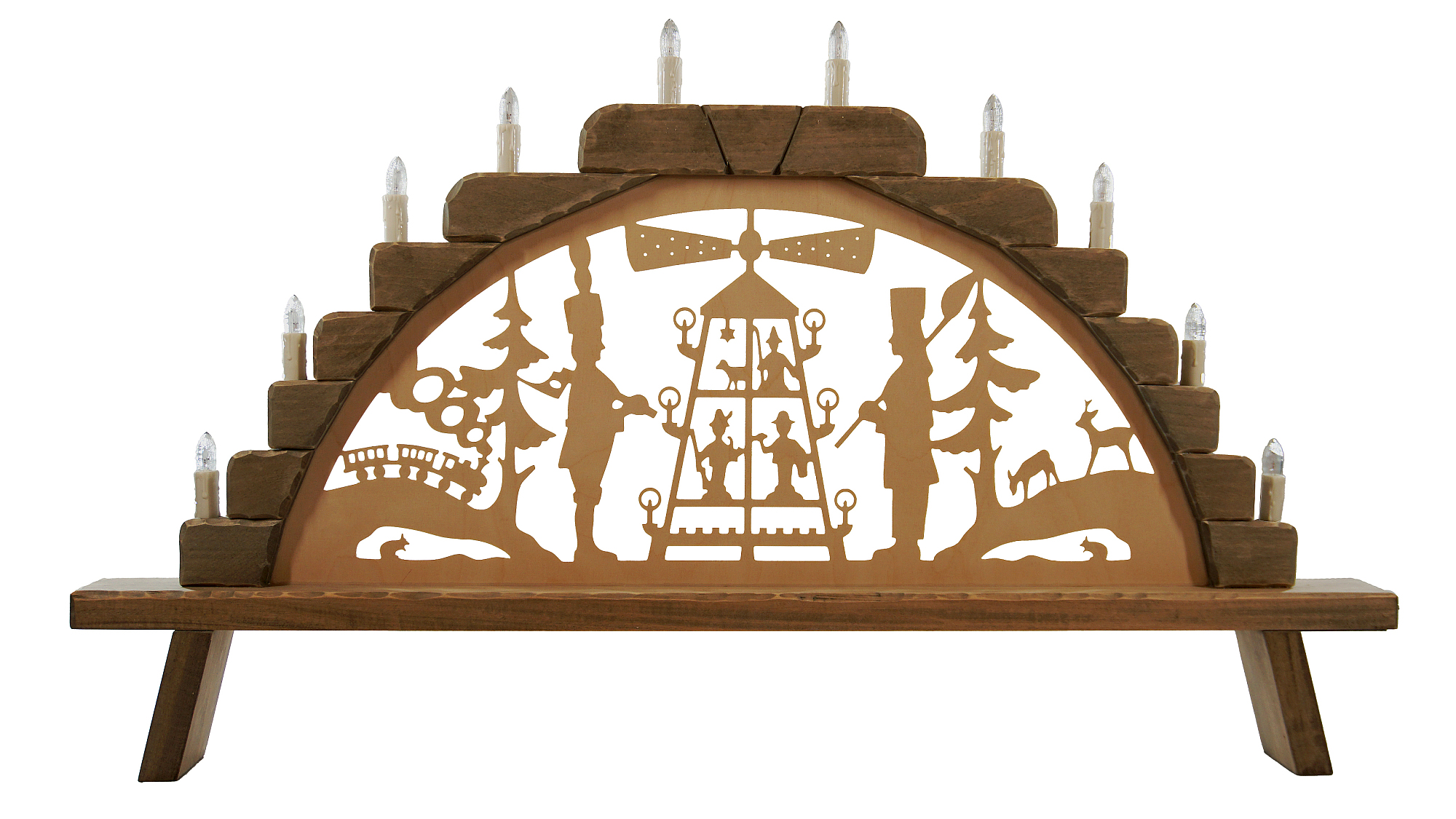 Schwibbogen gro (10fla.) "Bergmnner mit Pyramide" 87 x 49 cm, grau, Nr.: 41.402-G | 152,00 