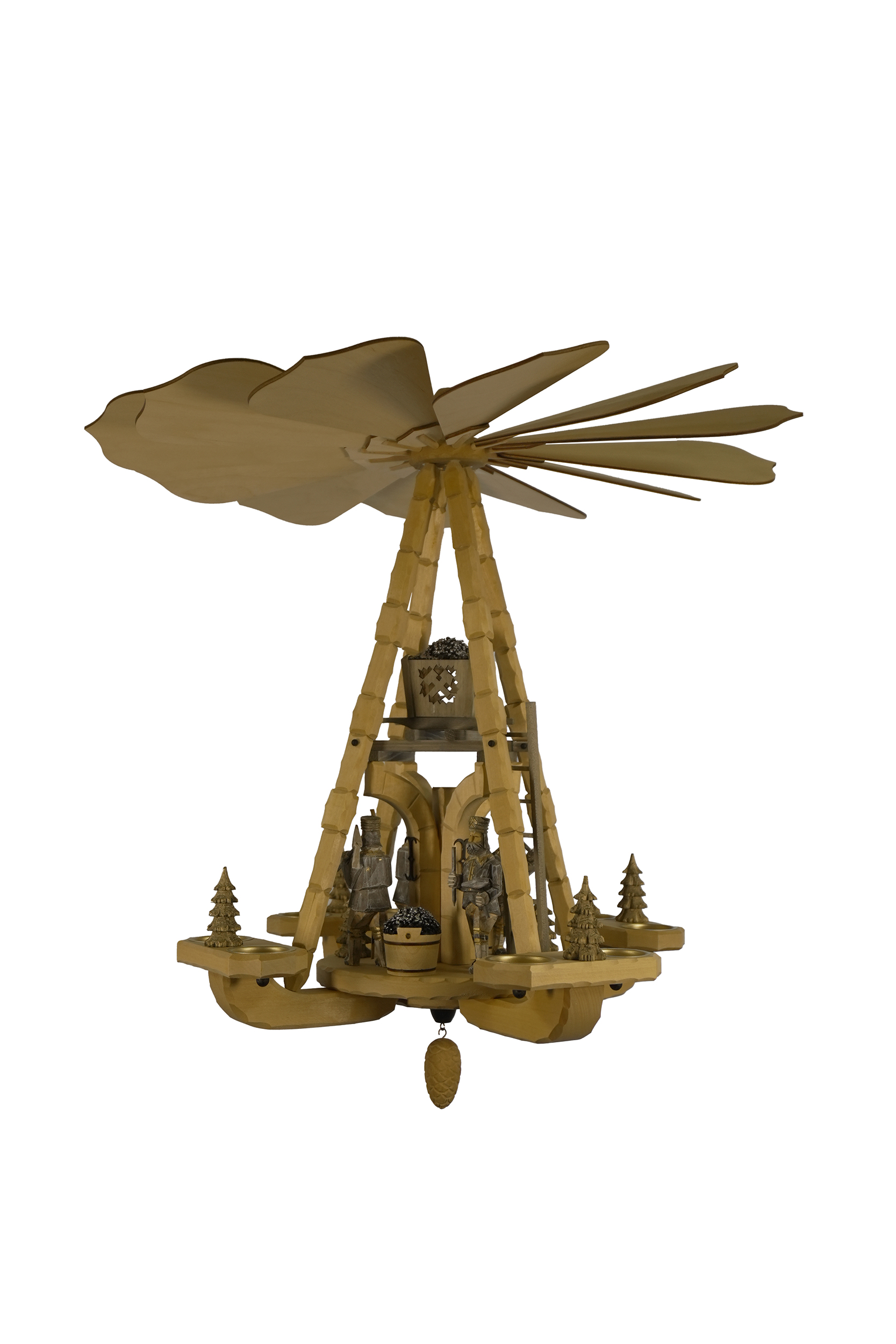 Deckenpyramide mittelgro�, grau mit Steinb�gen und LED-Erztrog Bergm�nner, Nr.: Z17.223-H | 616,00 �