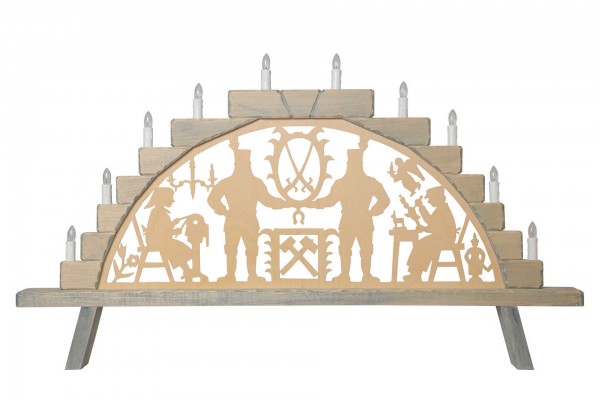 Schwibbogen groß 10 flammig "Erzgebirge" in Grau