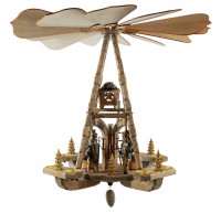 Deckenpyramide mittelgroß, grau mit Bergmänner und geschnitzter Kette Deckenpyramide mittelgroß, grau mit Bergmänner und geschnitzter Kette