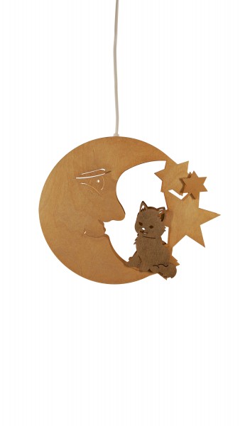 Fensterbild "Mond mit Katze" elektrisch, ca. 32 x 36 cm