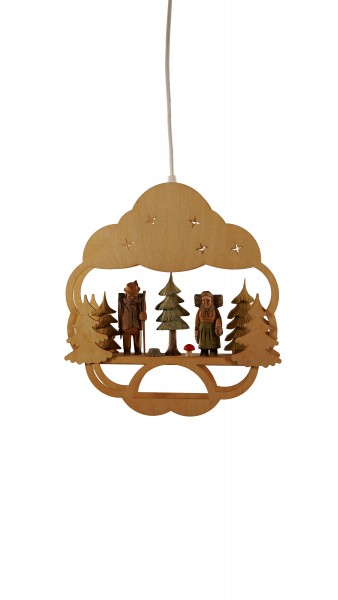 Fensterbild / Figurenlampe "Waldleute" elektrisch, ca. 29 x 32 cm