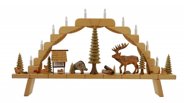 Schwibbogen groß, Futterkrippe mit Hirsch, ca. 91 x 49 cm