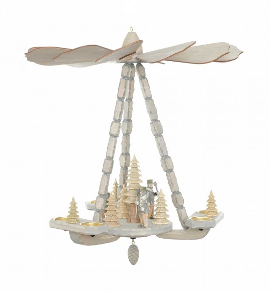 Deckenpyramide klein grau / Bergmänner, Dm 46 cm, Höhe ca. 45 cm