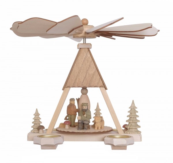Tischpyramide klein Waldarbeiter mit Teelichter, Höhe ca. 26 cm