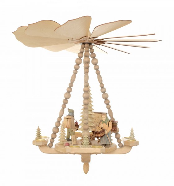 Deckenpyramide groß, Waldleute mit Futterkrippe