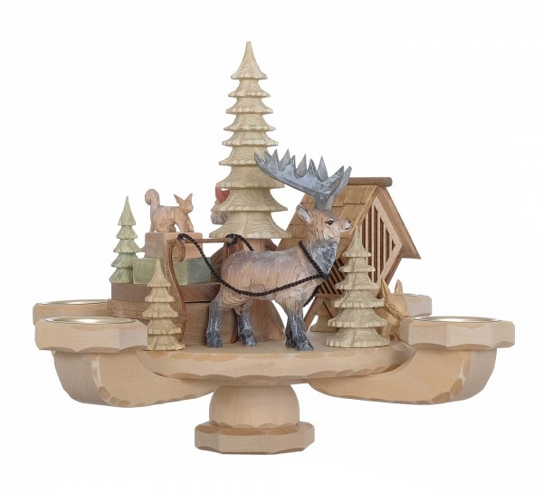 Tischleuchter geschnitzt, Rentier-Schlitten, Nr.: 21.112 | 221,00 