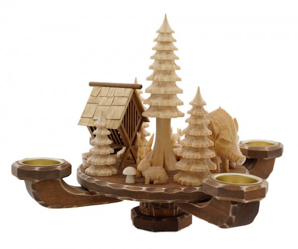 Tischleuchter geschnitzt, ca. 26 x 26 x 24 cm, Natur, Wildschwein, Nr.: 21.119 | 193,00 