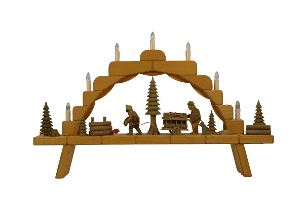 Schwibbogen klein (7 fl.), "Holztransport" ca. 71 x 44 cm, Nr.: 41.101-T | 438,00 �