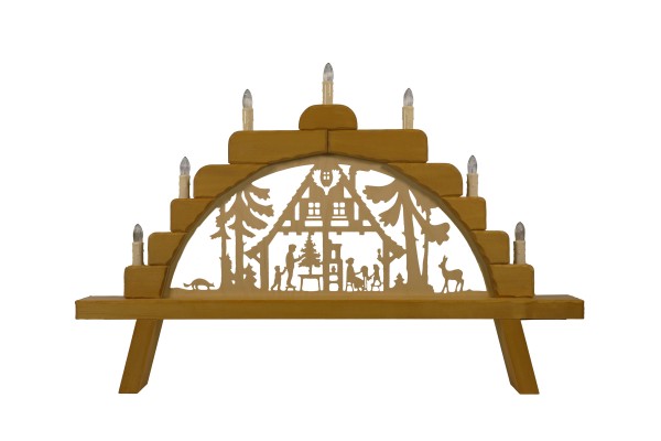 Schwibbogen klein (7-flammig), "Waldhaus" ca. 67 x 44 cm, Nr.: 41.305-T | 135,00 �