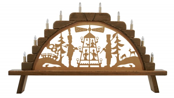 Schwibbogen gro (10fla.) "Bergmnner mit Pyramide" 87 x 49 cm, grau, Nr.: 41.402-G | 152,00 