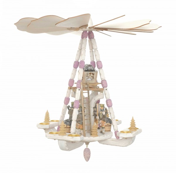 Deckenpyramide mittelgro Lila/Wei mit Steinbgen und Erztrog mit LED-Beleuchtung, Nr.: Z17.223-LW | 592,00 