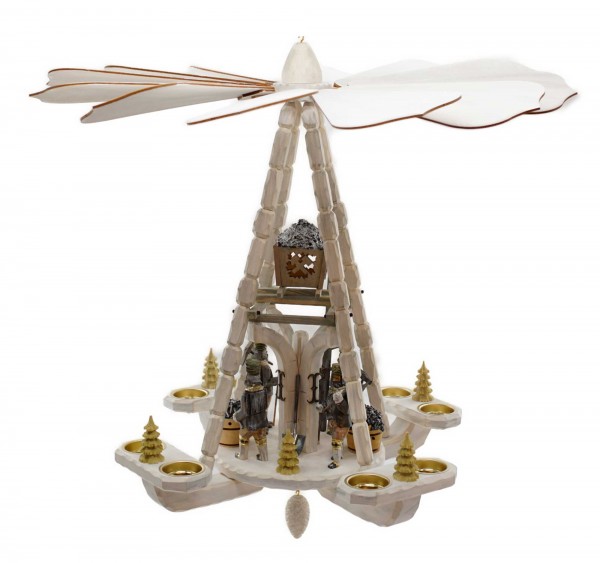 Deckenpyramide mittelgro, grau/ wei Bergmnner mit geschnitzter Kette, Nr.: Z17.223-GW | 592,00 